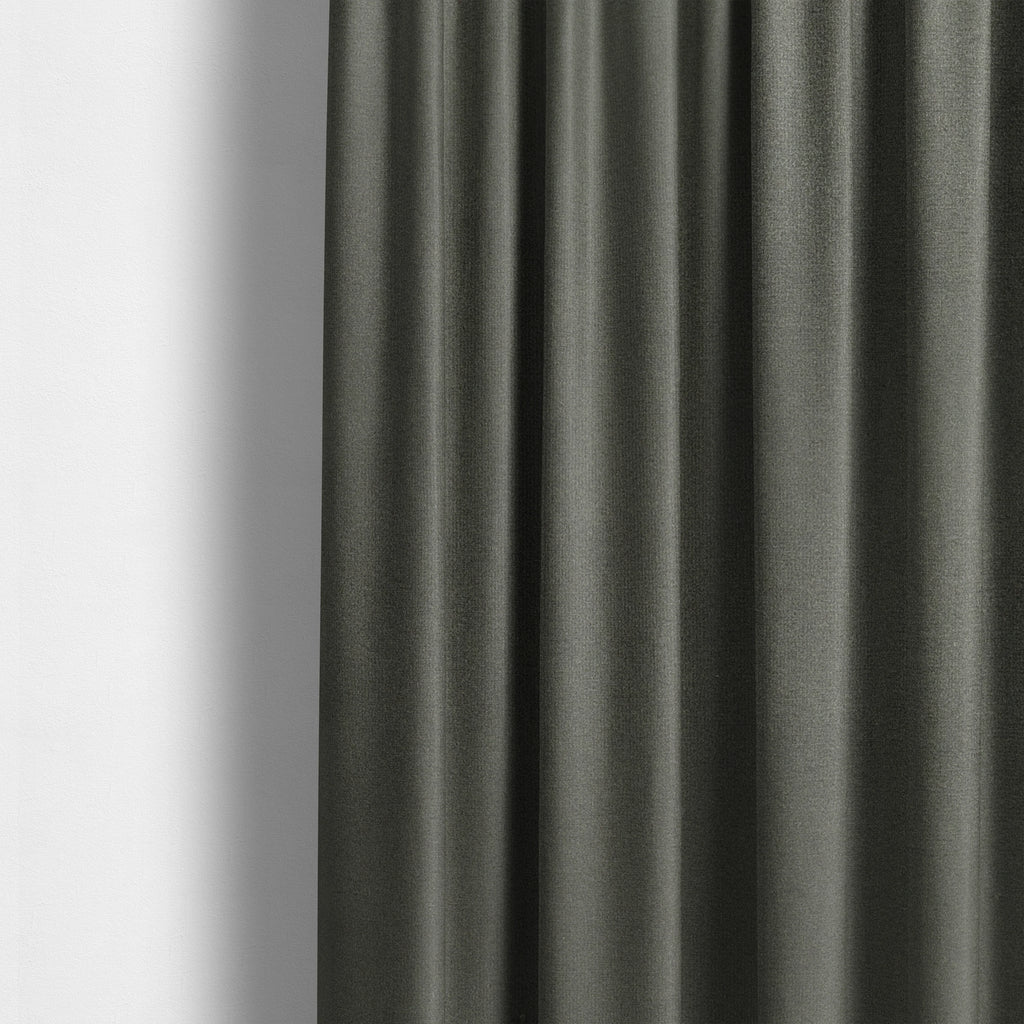 Norfolk Soft Velour Material Charcoal Grey Colour Upholstery Fabric CTR-1794 - Made To Measure Curtains