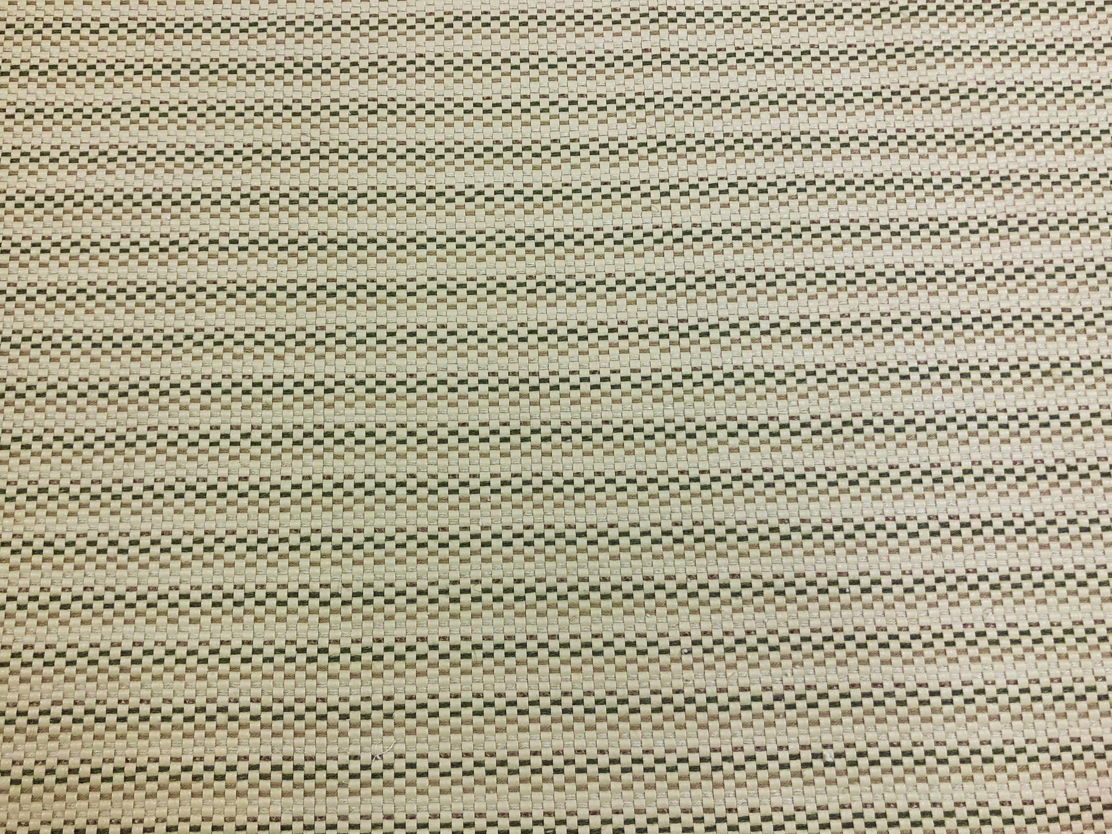 1 1/3 Yard Designer Woven Vegan Faux Leather Beige Taupe Green Basketweave Upholstery Vinyl Fabric