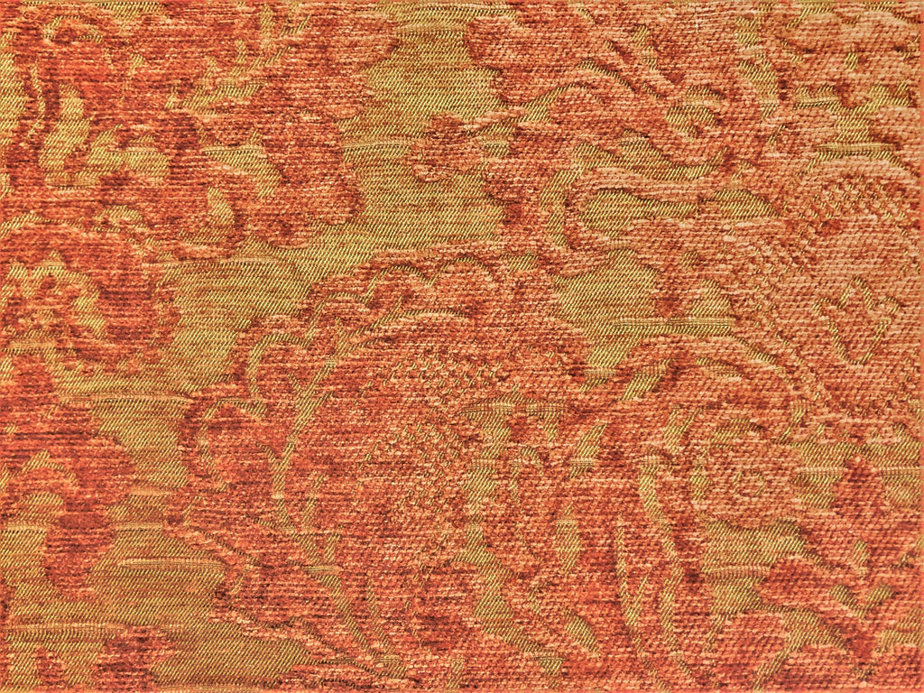 Lee Jofa Claremont Floral Damask Rose Beige Coral Chenille Upholstery Fabric / Ginger